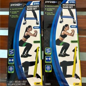 2    3pack exercise resistance bands. Light,medium and heavy. Never been used.